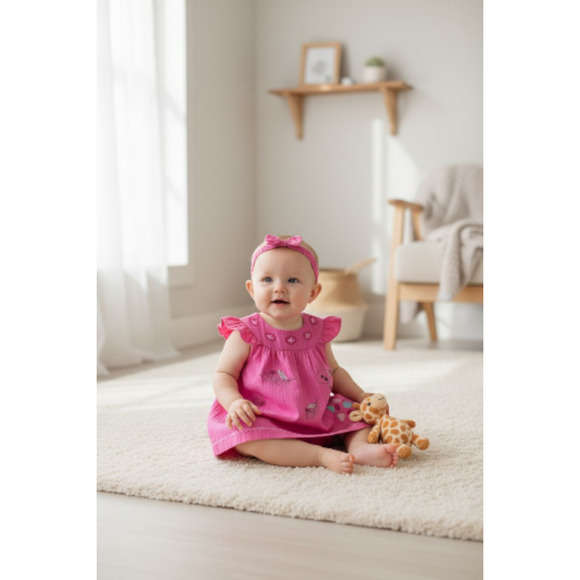 New Baby Girl Dress Set with matching headband underwear size 0 to 3 months - Picture 2 of 3